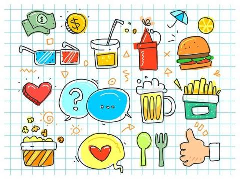 Doodle of junk food